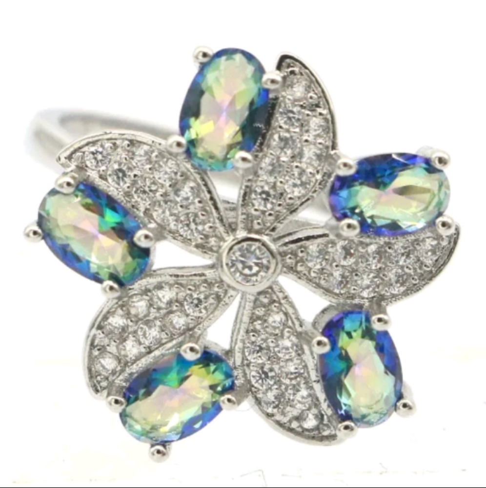 New size 7.75 mystical topaz sterling silver ring